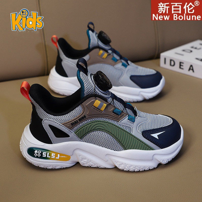 新百伦男童鞋子2026年新款夏季双网面透气大童男孩软底儿童运动鞋