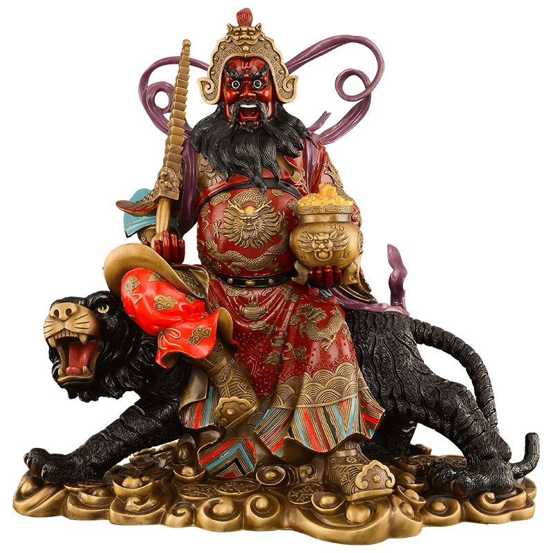 【赵公明摆件】黄铜大号彩绘套装