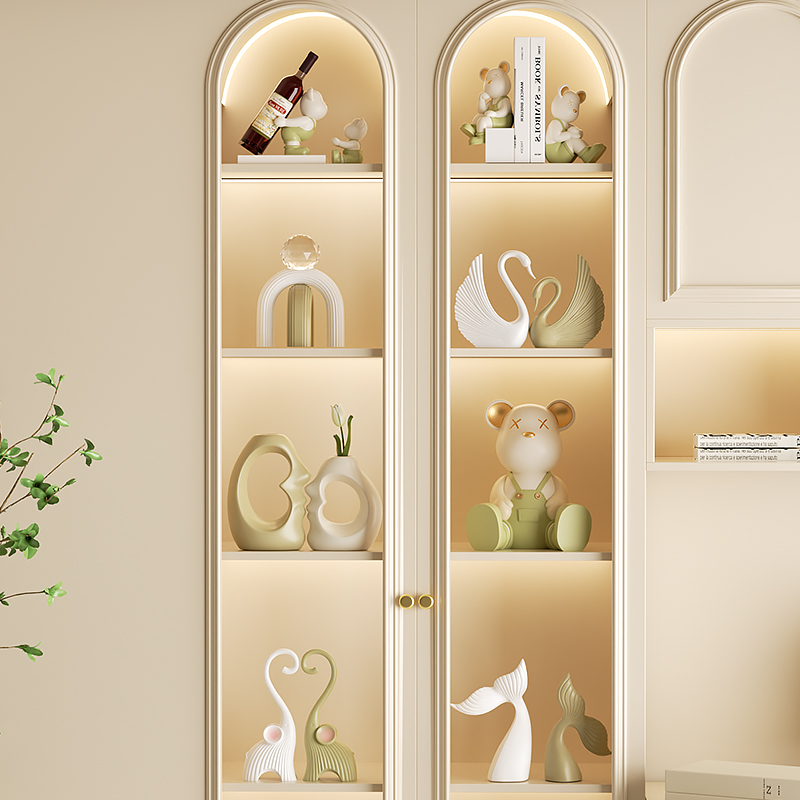 高级感暴力熊客厅红酒架摆件轻奢奶油风电视机柜玄关酒柜软装饰品