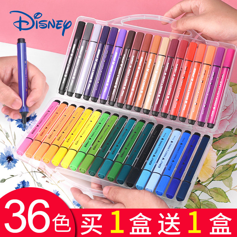 36色迪士尼水彩笔三角杆儿童彩色笔手绘套装幼儿园小学生一年级画画笔