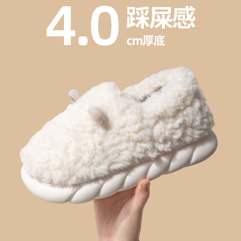 秋冬季防滑月子鞋2025新款秋冬季家居室内毛毛绒包跟软底棉拖鞋女