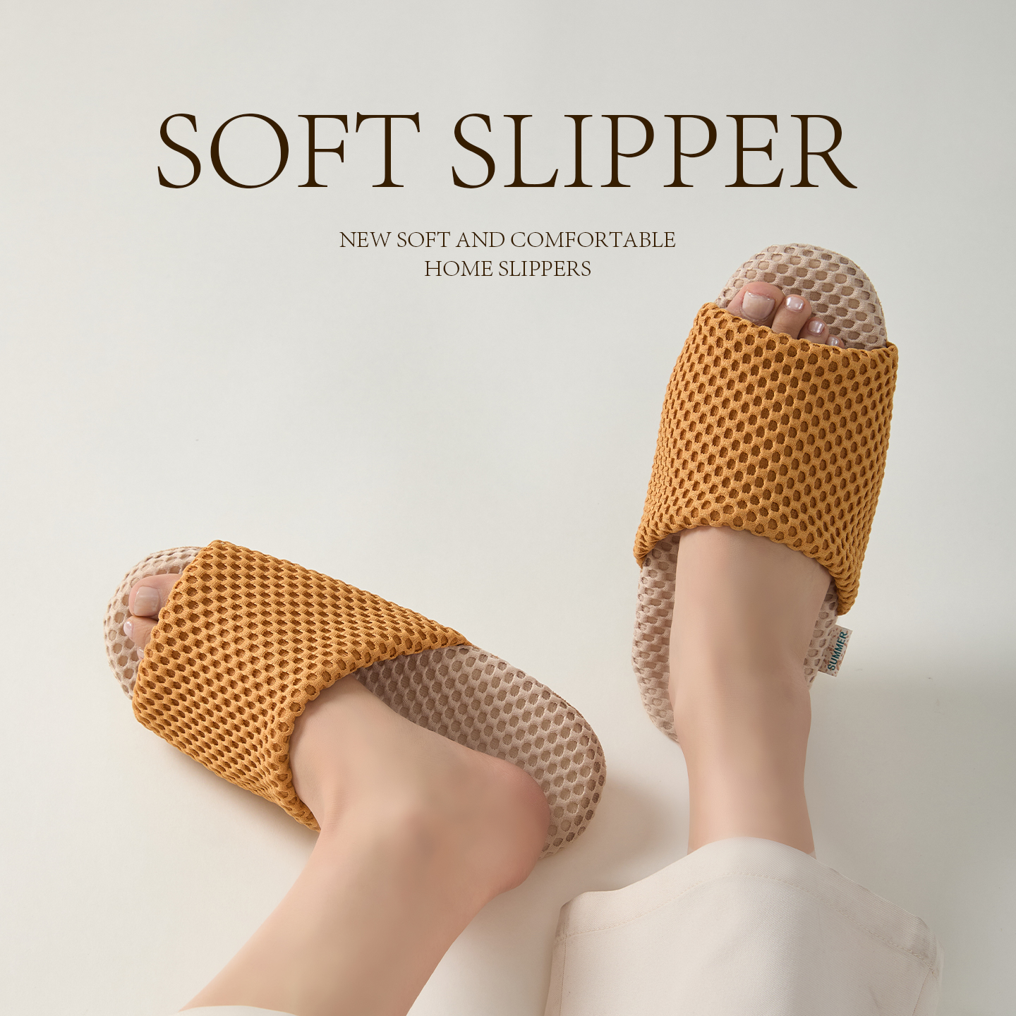 蜂窝透气静音凉拖鞋居家室内防滑无声高级日式软底木地板四季拖鞋