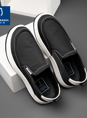 帕达索一脚蹬帆布鞋男厚底增高休闲鞋套脚男鞋低帮时尚潮鞋230380