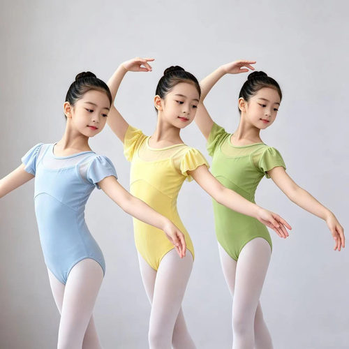 女童短袖连体舞蹈考级练功服