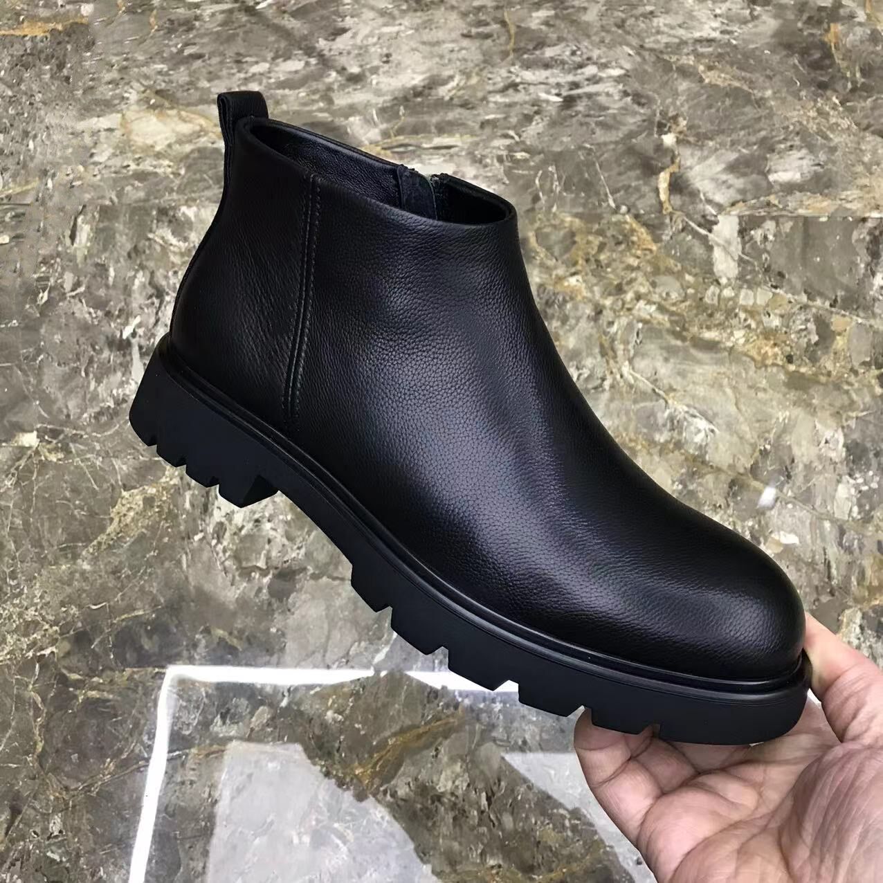 切尔西靴真皮软底加绒高帮皮鞋男