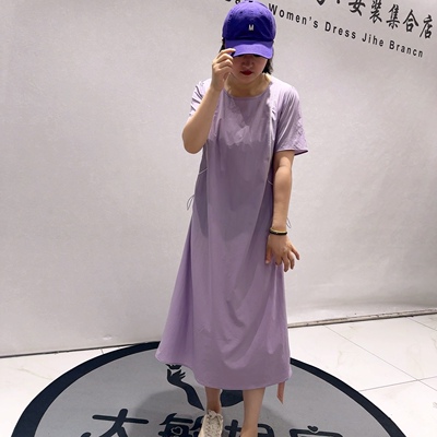 7091芮娜依莲夏款新品舒适简约休闲遮肉显瘦减龄连衣裙加大码女装