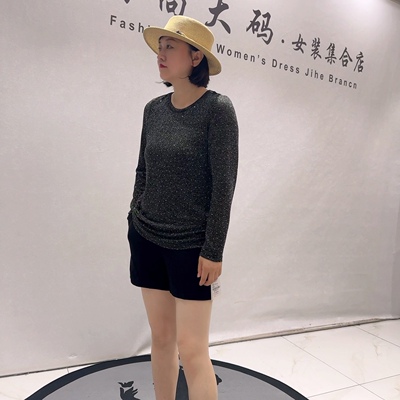 6300女权贵族初秋新品时尚满钻洋气百搭长袖上衣打底衫加大码女装