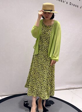 5335芮娜依莲夏款新品防晒长袖外套搭配坎袖连衣裙两件套大码女装