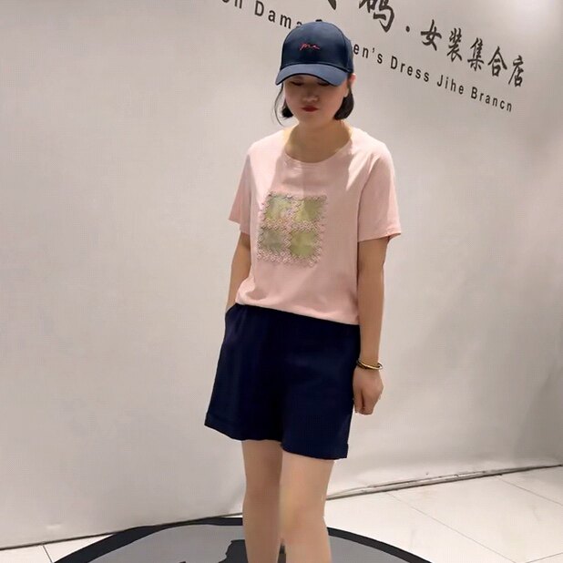 5013芮娜依莲夏款新品设计感图案简约时尚百搭减龄衫加大码女装