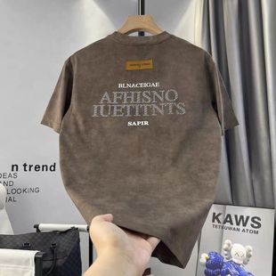 ins上衣薄款 2025痞帅新款 潮牌休闲T恤夏季 男宽松大码 体恤 纯棉短袖