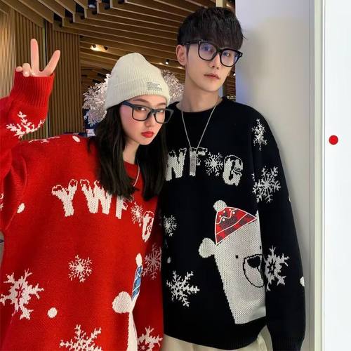 新年圣诞情侣装秋冬季毛衣服2026新款爆款roora韩系慵懒风外套潮