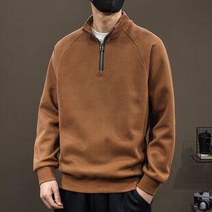 潮牌半拉链立领卫衣男士圆领春秋季2025新款简约宽松套头上衣男款