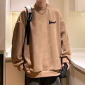 麂皮圆领卫衣男士 春秋2025新款 内搭上衣服青少年体恤宽松重磅外套