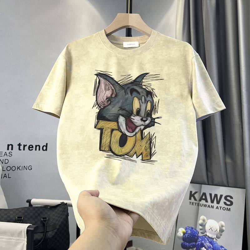 夏季新款复古水洗个性潮流卡通短袖高街男女潮牌小众t恤情侣上衣,男装,T恤,淘宝优惠券,粉丝福利购,淘宝优惠卷