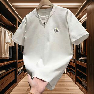 ins潮流半袖 短袖 2026新款 潮牌夏季 上衣服刺绣小马白色体恤 t恤男装