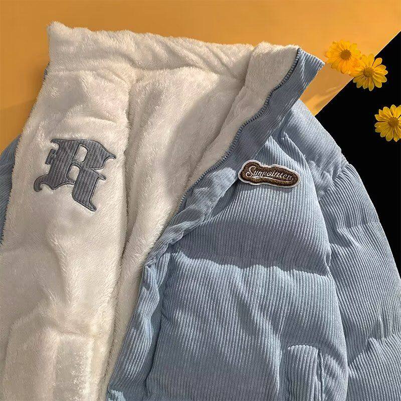 双面穿灯芯绒立领加厚棉服女2025冬季宽松羊羔毛加绒棉衣外套棉袄,男装,棉衣,淘宝优惠券,粉丝福利购,淘宝优惠卷