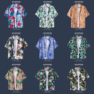 花衬衫 男女日系复古港味风设计感小众夏威夷夏季 短袖 情侣装 衬衣