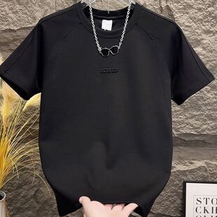 时尚 薄款 半袖 2026新年男装 新款 T恤气质情侣短袖 钢印字母夏季
