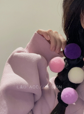 毛球球 彩色十个装可爱发夹女日系少女节日氛围感卡通小夹子头饰