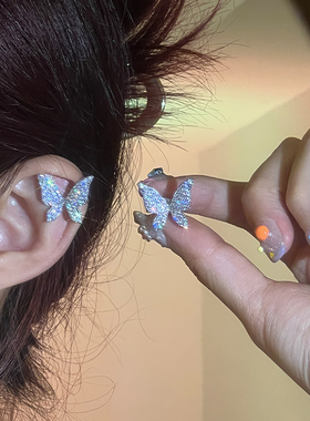 轻奢简约小众设计蝴蝶耳夹女无耳洞耳骨夹高级感气质独特耳环耳饰