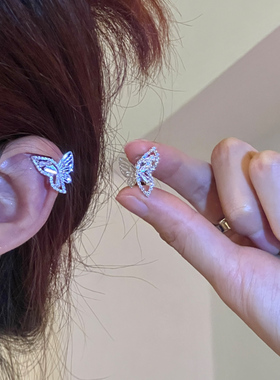 闪锆蝴蝶耳夹轻奢小众高级感精灵耳饰女气质简约百搭耳骨夹无耳洞
