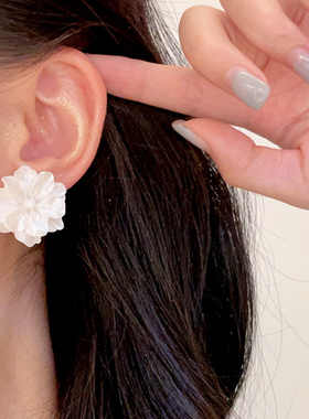 少女香气 赵露思同款山茶花耳钉花朵耳环小众仙气森系仙女耳饰