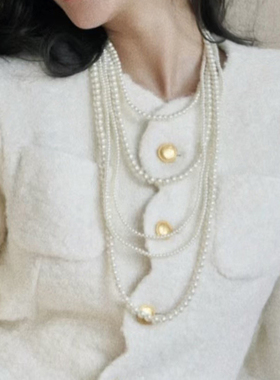 法式名媛风轻奢多层珍珠项链