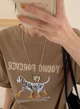 欧尼fever同款爱心形项链女秋冬长款吊坠卫衣链配饰品高级毛衣链