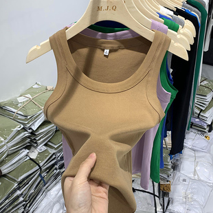 螺纹小吊带背心女夏外穿设计感小众防走光遮副乳u领打底上衣