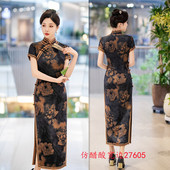 老上海军阀阔太太仿醋酸长款 宽边旗袍2025春夏新款 复古中国风旗袍