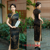 旗袍24春夏新款 老上海复古国风长款 短袖 传统民族风日常宴会旗袍