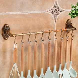 厨房挂钩排钩强力粘钩多用厨具收纳置物架勺子锅铲挂架复古壁挂式