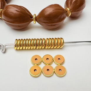 牛皮包金色隔片 铁核橄榄核防磨损文玩手串金刚星月佛珠配件