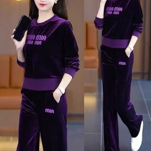金丝绒运动服套装女秋季时尚休闲