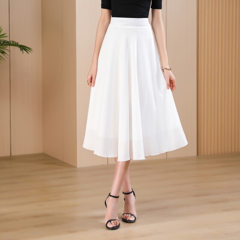 垂感半身裙夏女中长款舞裙波西米亚沙滩度假裙小个子A字裙大摆裙