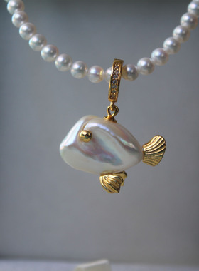 巴洛克珍珠小鱼吊坠项坠项链