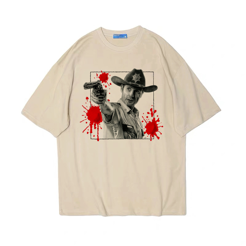 walking dead行尸走肉 T恤复古vintage男女情侣tshirt宽松纯棉tee