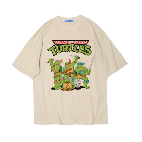 忍者神龟动画片卡通动漫电影复古vintage男女纯棉T恤日系teeshirt