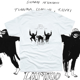 猴子王monkeyking日本插画大猩猩宽松日系bf短袖男女款T恤纯棉tee