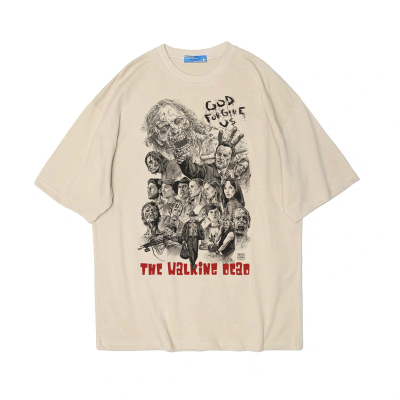 the walking dead行尸走肉 复古vintage短袖bf男女情侣T恤纯棉tee