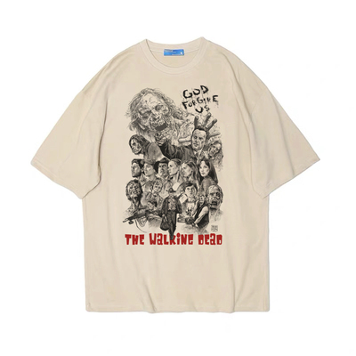 the walking dead行尸走肉 复古vintage短袖bf男女情侣T恤纯棉tee