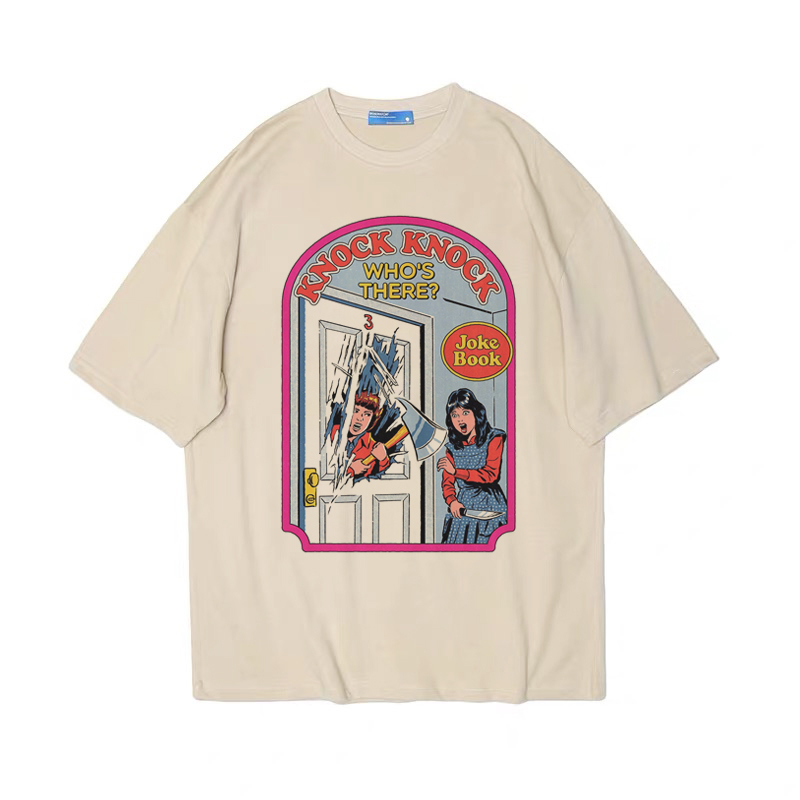 美式插画趣味搞怪T恤复古vintage男女情侣tshirt宽松纯棉上衣tee
