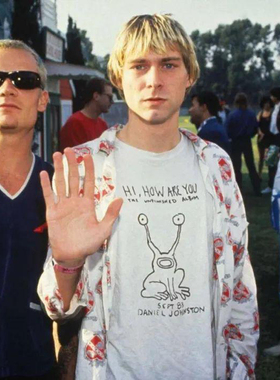 涅槃乐队 柯本Kurt Coban同款 T恤  复古宽松摇滚纯棉tee