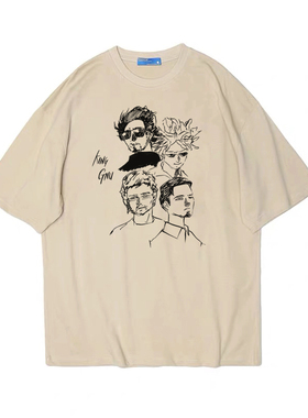 King Gnu日本摇滚乐队 T恤复古男女bf情侣tshirt宽松上衣纯棉tee