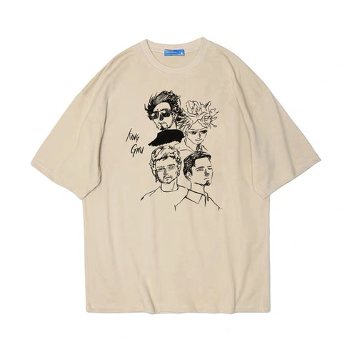 King Gnu日本摇滚乐队 T恤复古男女bf情侣tshirt宽松上衣纯棉tee