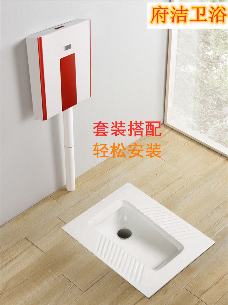 府洁 家用沐浴室蹲便器冲水箱套装工程卫生间蹲坑厕所防臭蹲便器