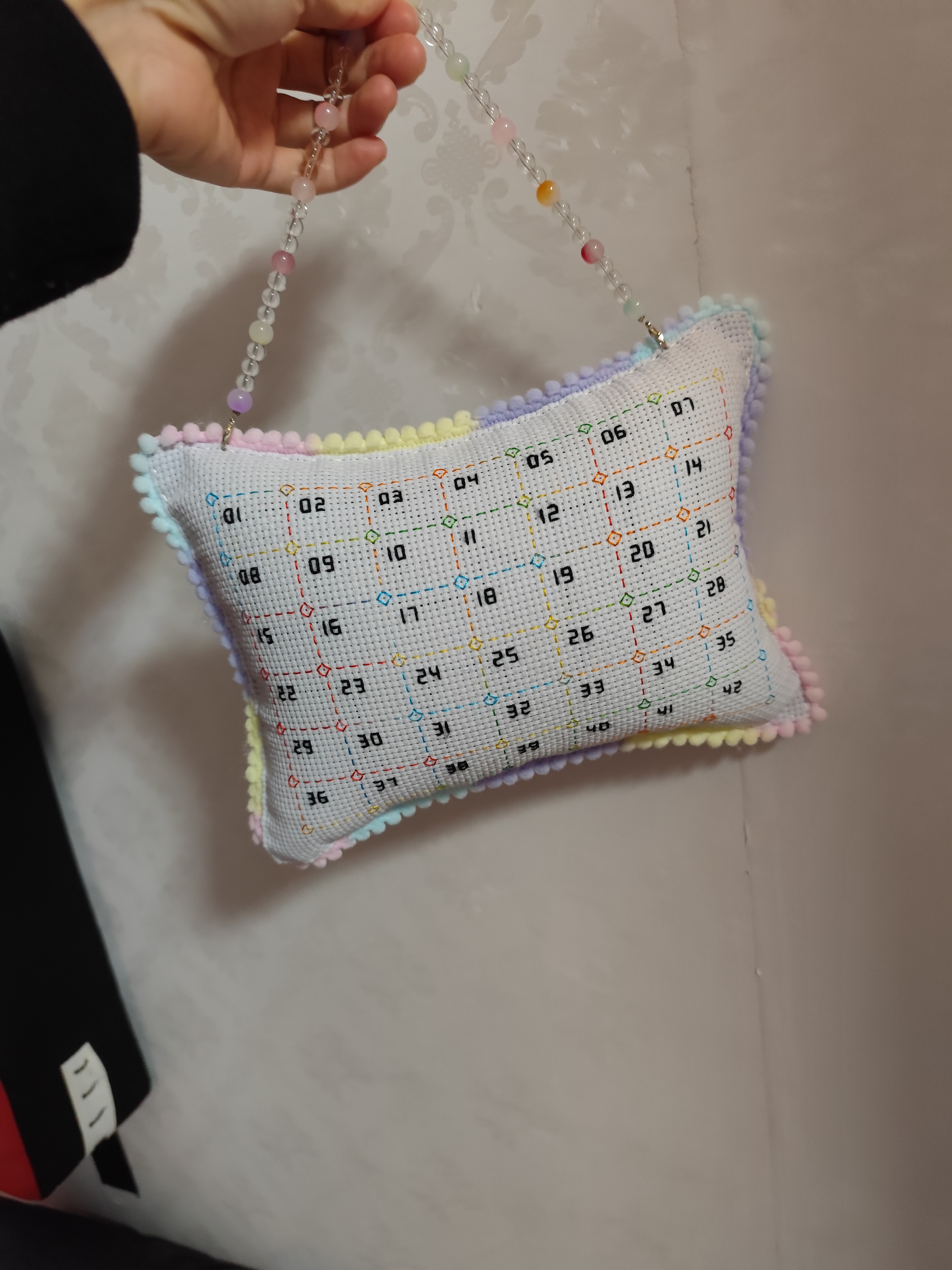 小香风款十字绣数字1~42排线包加珠链针插手工成品颜色如图