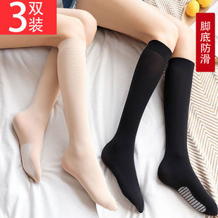 薄款 脚底防滑小腿袜春夏季 天鹅绒jk女ins潮长筒防勾丝袜中筒袜子