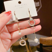 高级感轻奢不对称耳饰长款 ab款 珍珠流苏耳环女2025年新款 耳坠饰品