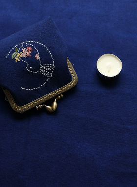 手工包袋刺子绣服装面料植物染棉布料厚质古朴风日本手工染靛蓝